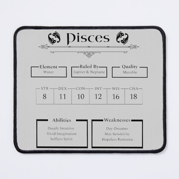 Item preview, Pisces Character Sheet - Zodiac x Dungeons & Dragons designed and sold by ShopStellar.