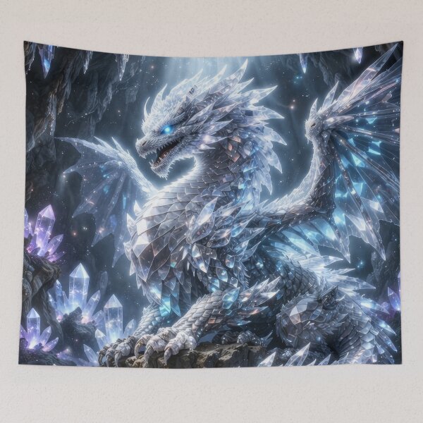 Item preview, Crystal Cave Dragon – Ice Dragon in Crystal Cavern, Glowing Fantasy Dragon, Magical Beast, Epic Dragon Art, Dark Fantasy Illustration, Mystic Creature designed and sold by DrakariArt.