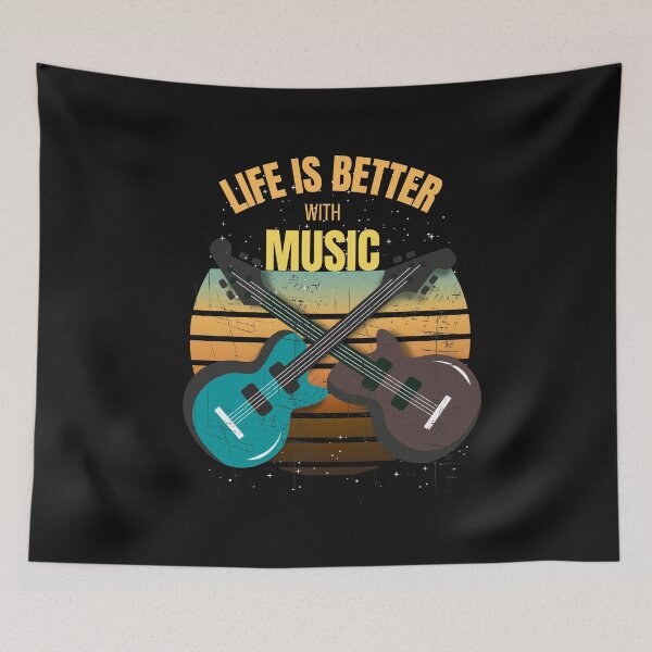 Item preview, Life Is Better With Music Vintage Retro Music Lover Design designed and sold by Joyful-Pixel.