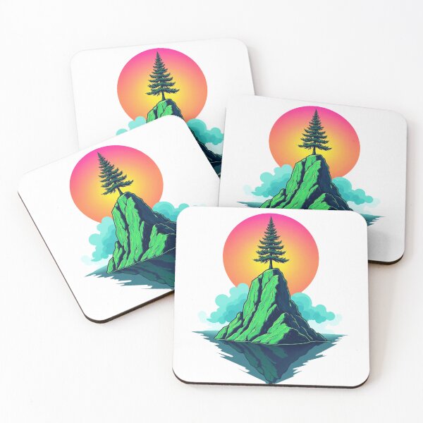 Item preview, Neon Crystal Mountain – Avant-garde Pop Art with Pine Tree designed and sold by GreenDreamArt.