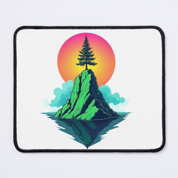 Item preview, Neon Crystal Mountain – Avant-garde Pop Art with Pine Tree designed and sold by GreenDreamArt.