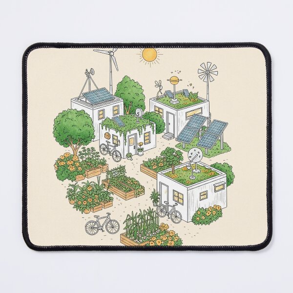 Item preview, Cozy Hand Drawn Solarpunk Community Eco Village designed and sold by SholoStudio.