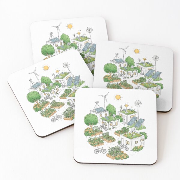 Item preview, Cozy Hand Drawn Solarpunk Community Eco Village designed and sold by SholoStudio.