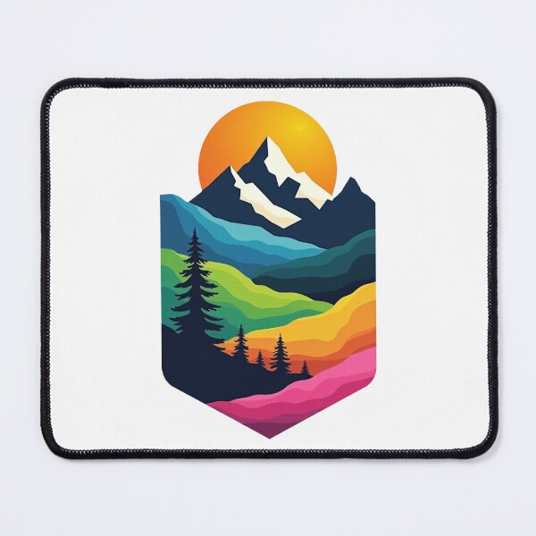 Item preview, Retro-Futuristic Sunset Mountains – Pop Art Pine Tree designed and sold by GreenDreamArt.