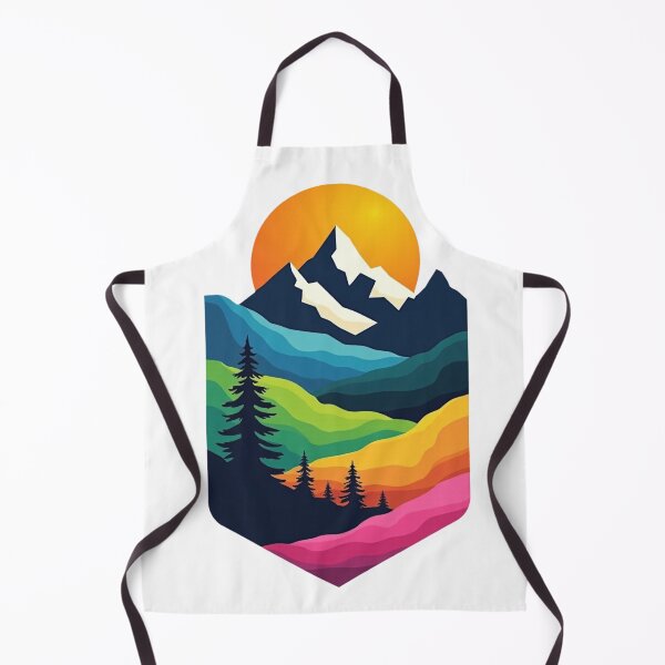 Item preview, Retro-Futuristic Sunset Mountains – Pop Art Pine Tree designed and sold by GreenDreamArt.