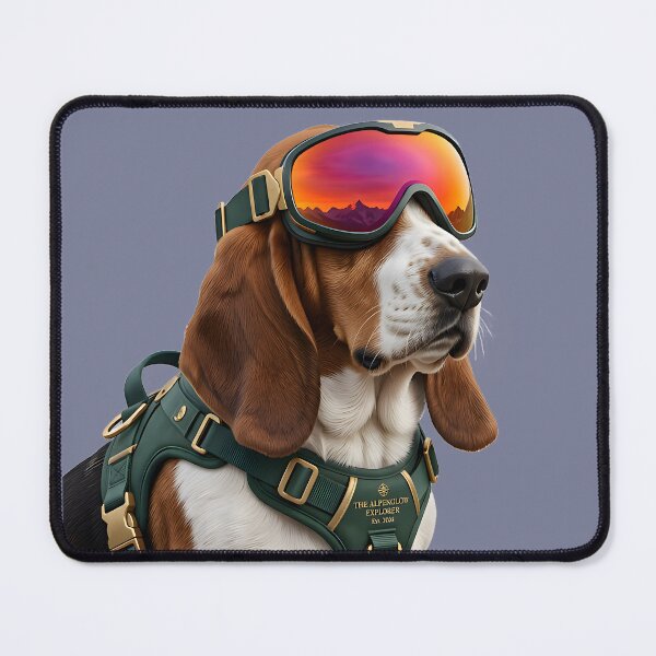Item preview, Basset Hound Mountaineer Adventure Dog Alpine Explorer designed and sold by The BreedBoutique.