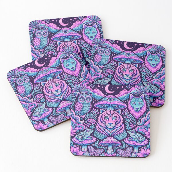 Item preview, Psychedelic Animal Jungle – Two Color Trippy Wildlife Scene designed and sold by DrizzyV.