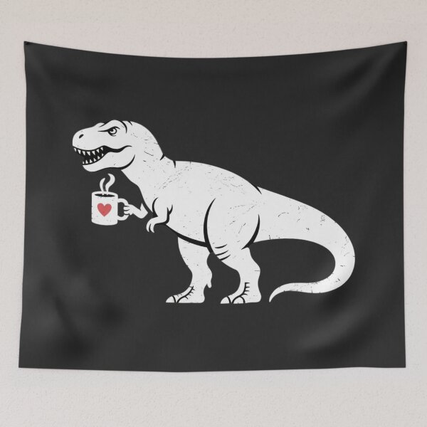 Item preview, Tyrannosaurus rex dinosaur holding a coffee mug designed and sold by 123ks.