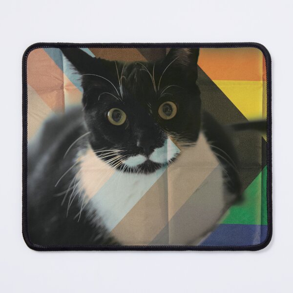 Item preview, tuxedo cat pride flag mashup – queer cat meme – surreal photoshop sticker designed and sold by lydiahtml04.