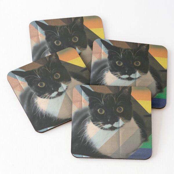 Item preview, tuxedo cat pride flag mashup – queer cat meme – surreal photoshop sticker designed and sold by lydiahtml04.