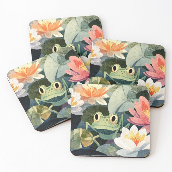 Item preview, Frog among lilies in a garden designed and sold by anytka.