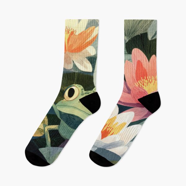 Item preview, Frog among lilies in a garden designed and sold by anytka.