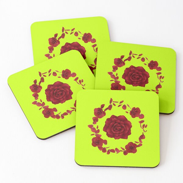 Item preview, Deep Red Rose with Floating Petal Wreath - Romantic Floral Circle designed and sold by SolutionsArt.