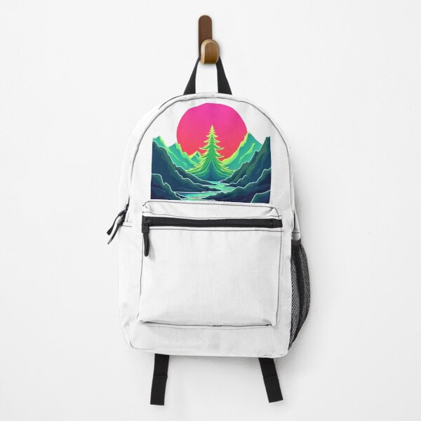 Item preview, Vaporwave Crystal Mountains – Neon Glass Pine Tree designed and sold by GreenDreamArt.