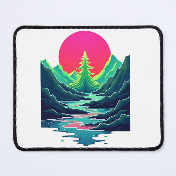 Item preview, Vaporwave Crystal Mountains – Neon Glass Pine Tree designed and sold by GreenDreamArt.