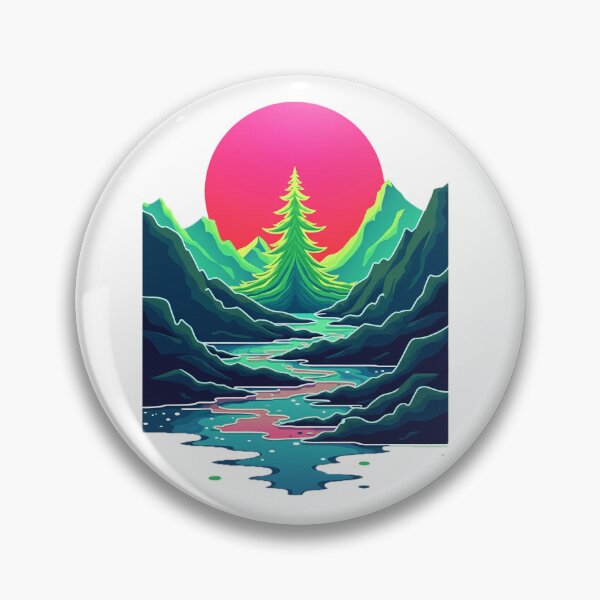 Item preview, Vaporwave Crystal Mountains – Neon Glass Pine Tree designed and sold by GreenDreamArt.