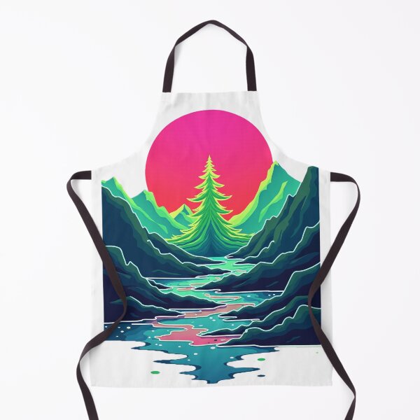 Item preview, Vaporwave Crystal Mountains – Neon Glass Pine Tree designed and sold by GreenDreamArt.