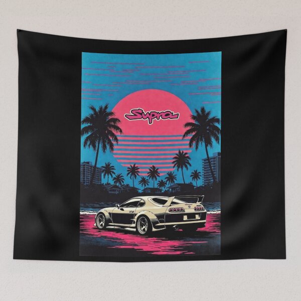 Item preview, 1994 Supra MK4 Retrowave Beach Sunset JDM Car Art designed and sold by TheArtOfCar.