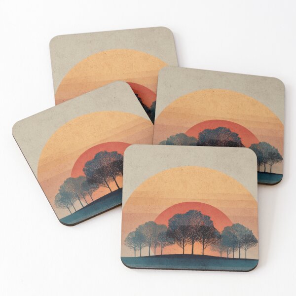 Item preview, Sunset over trees with colored rings designed and sold by anytka.