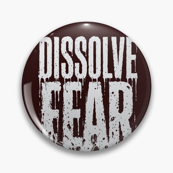 Item preview, Dissolve Fear in dripping white liquid letters with halftone dots inside the melting sections. Acid-grunge texture on pure black background designed and sold by Dejbar.