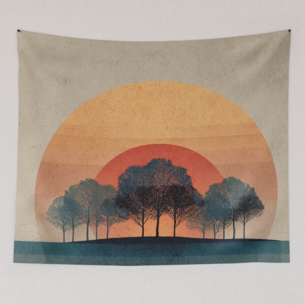 Item preview, Sunset over trees with colored rings designed and sold by anytka.