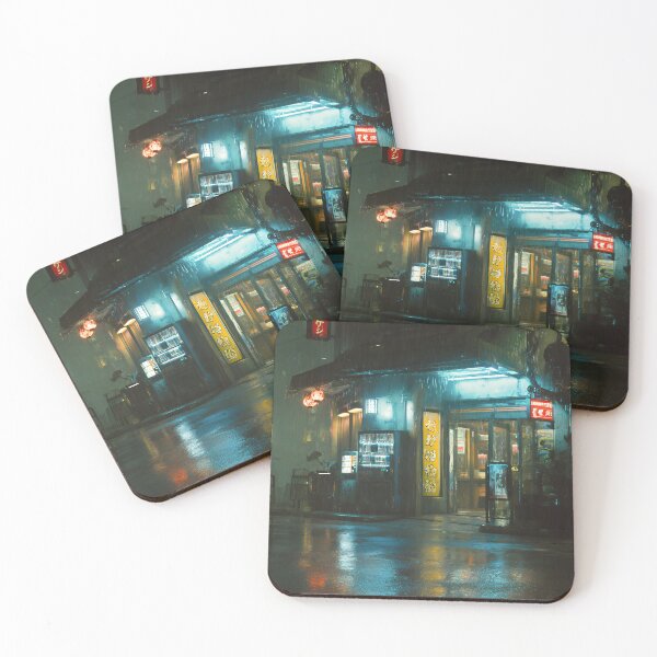 Item preview, Rainy Neon Japanese Konbini at Night – Cyberpunk Street Scene designed and sold by EK-World.