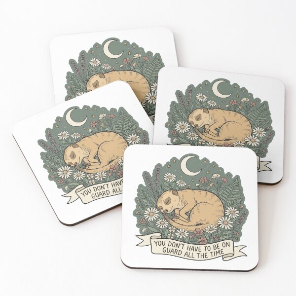 Item preview, Sleeping Meerkat You Don’t Have To Be On Guard Cottagecore Anxiety Relief Sticker designed and sold by AlexBloomStudio.