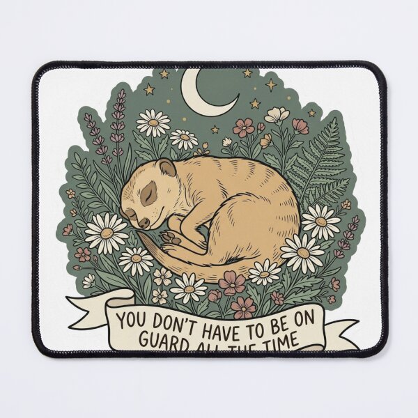 Item preview, Sleeping Meerkat You Don’t Have To Be On Guard Cottagecore Anxiety Relief Sticker designed and sold by AlexBloomStudio.