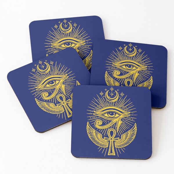 Item preview, Golden Eye of Horus Ankh Symbol – Ancient Egyptian Protection Art designed and sold by GulfSignature.