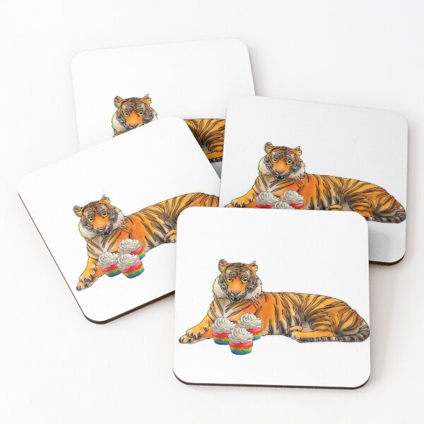 Item preview, Maple the Tiger With rainbow cupcakes mukbang– Animalzandfood  designed and sold by Ashley’sAnimalz.