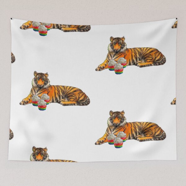 Item preview, Maple the Tiger With rainbow cupcakes mukbang– Animalzandfood  designed and sold by Ashley’sAnimalz.