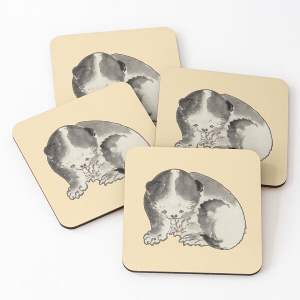 Item preview, Cat Cleaning Its Claws – Japanese Ink Painting designed and sold by Alkaravan Creators.