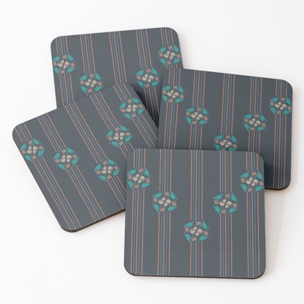 Item preview, Maryland Shore Vertical Stripes Seagulls & Shells Turquoise on Navy designed and sold by Digitalmyth's Designs.