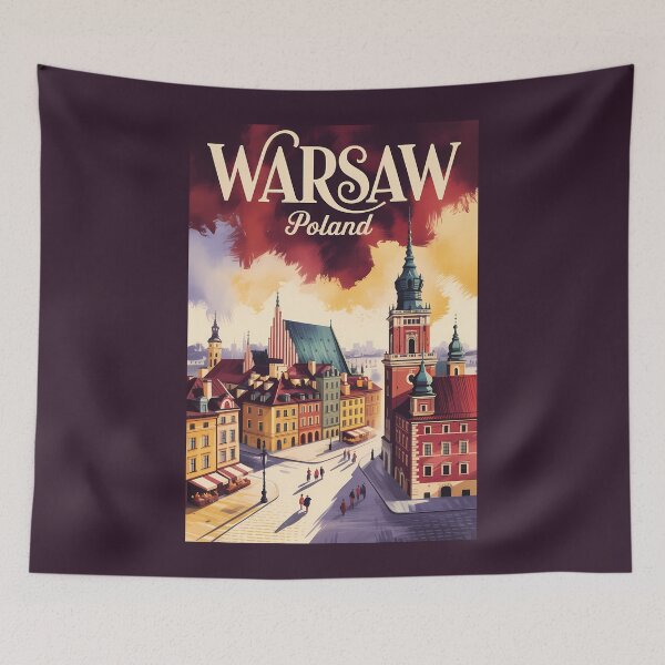 Item preview, Warsaw Poland Illustration Travel Art Vintage designed and sold by KrisSidDesigns.
