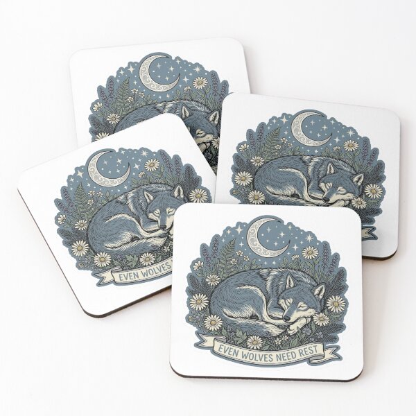 Item preview, Even Wolves Need Rest — Cottagecore Mental Health Sticker designed and sold by AlexBloomStudio.