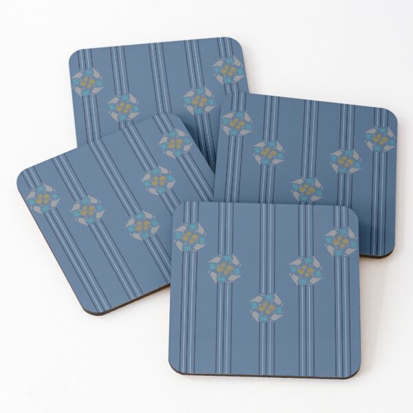 Item preview, Maryland Shore Vertical Stripes Seagulls & Shells Tan & Blue designed and sold by Digitalmyth's Designs.