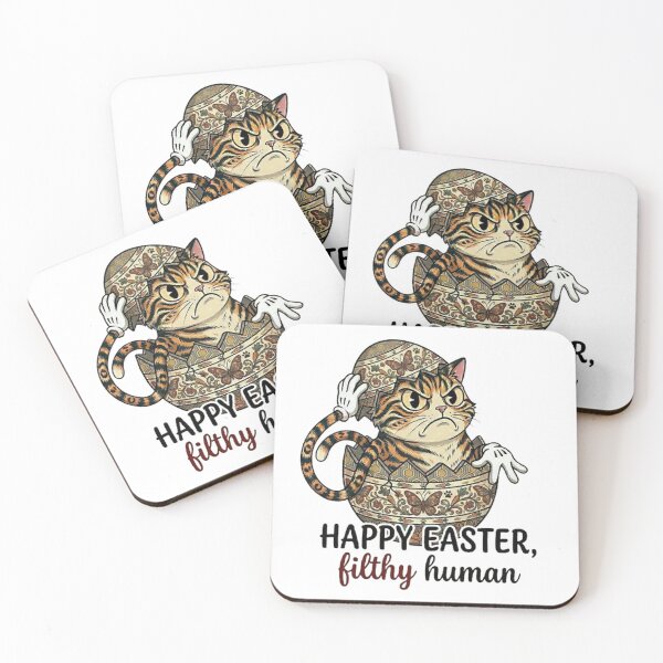 Item preview, Funny Angry Easter Tabby Cat in Detailed Egg - Filthy Human Quote designed and sold by PoomDesign.