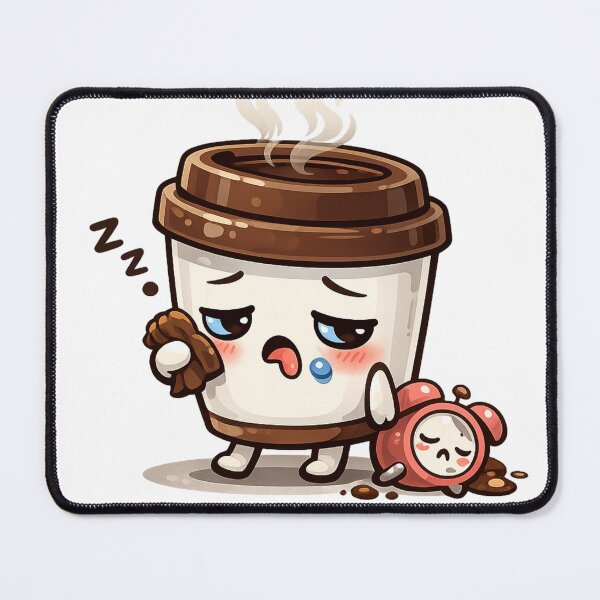 Item preview, Tired Coffee Cup Kawaii designed and sold by redsharkuk.