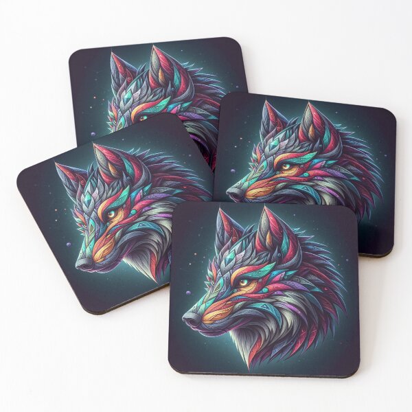 Item preview, Mystic Neon Wolf – Psychedelic Tribal Design designed and sold by Dogandesighn.