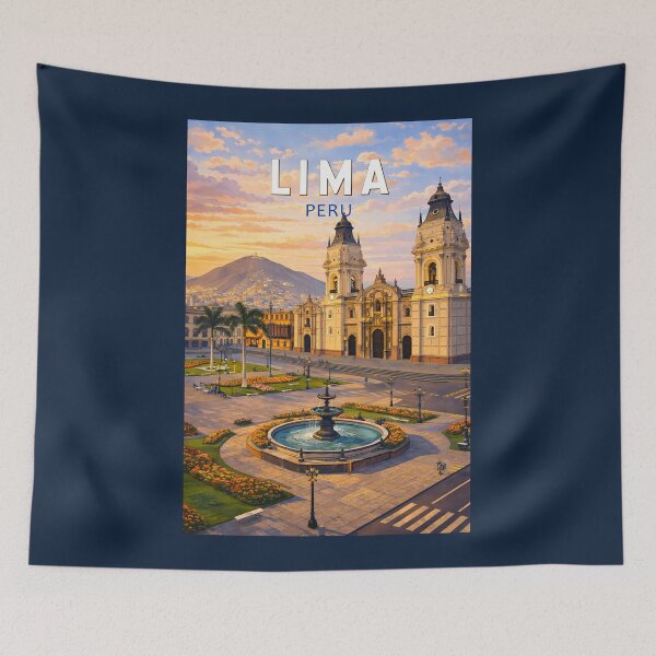 Item preview, Lima Peru Illustration Travel Art Vintage designed and sold by KrisSidDesigns.