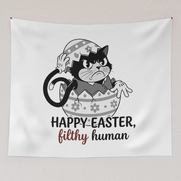 Item preview, Funny Grumpy Retro Cartoon Easter Cat Filthy Human Design designed and sold by PoomDesign.