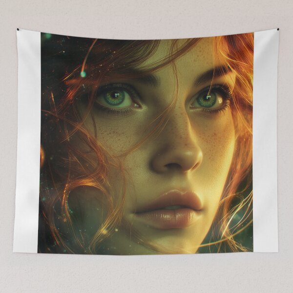 Item preview, Emerald Gaze in the Ember Veil designed and sold by oanaunciuleanu.