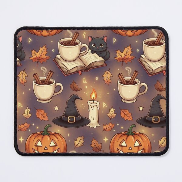 Item preview, Cozy Autumn Witch Seamless Pattern - Pumpkins Leaves Coffee designed and sold by TatiK-Treasures.