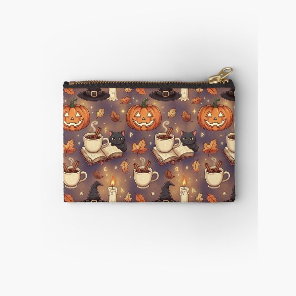 Item preview, Cozy Autumn Witch Seamless Pattern - Pumpkins Leaves Coffee designed and sold by TatiK-Treasures.
