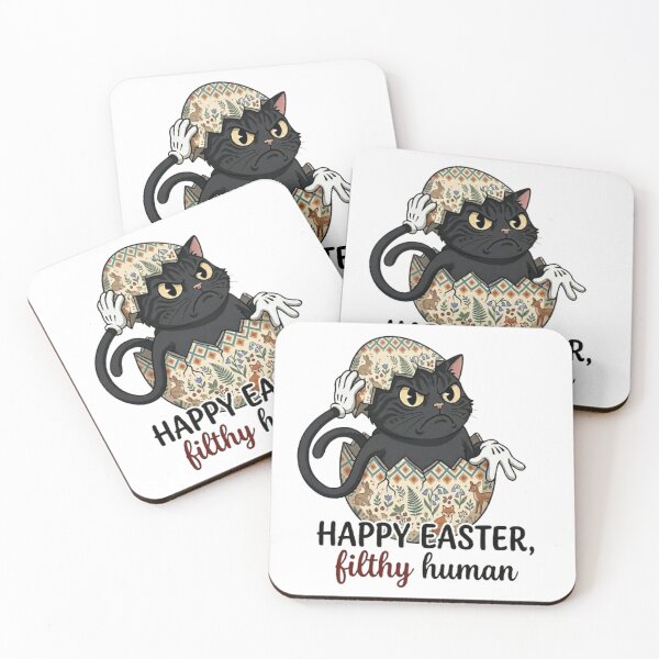 Item preview, Funny Angry Easter Black Cat in Cottagecore Egg - Filthy Human Quote designed and sold by PoomDesign.