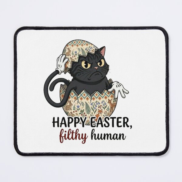 Item preview, Funny Angry Easter Black Cat in Cottagecore Egg - Filthy Human Quote designed and sold by PoomDesign.