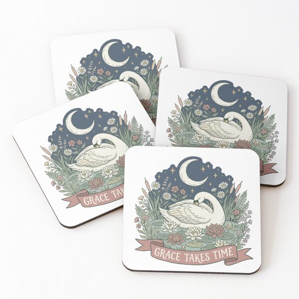 Item preview, Grace Takes Time — Cottagecore Swan Mental Health Sticker designed and sold by AlexBloomStudio.