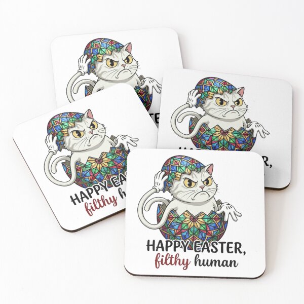 Item preview, Funny Angry Easter Cat Stained Glass Egg Filthy Human Sayings designed and sold by PoomDesign.