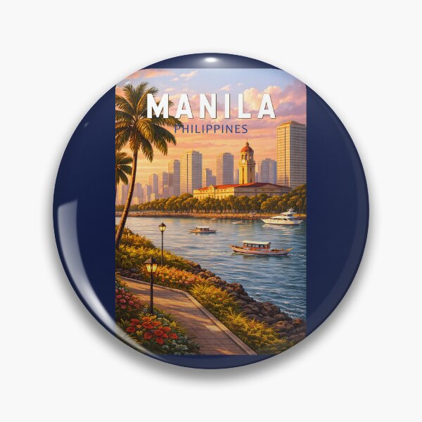 Item preview, Manila Philippines Skyline Illustration Travel Art Vintage designed and sold by KrisSidDesigns.