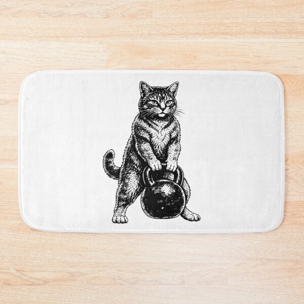 Item preview, Kettlebell cat Funny Gym Kitty Workout 90s Strong Kitten Fitness Humor Pet Lover Weightlifting designed and sold by gunaone-design.